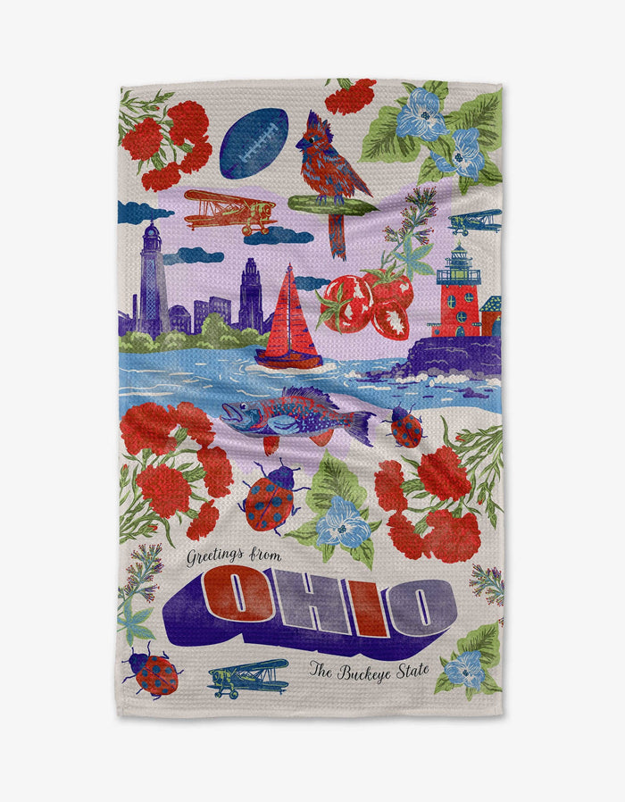 Greetings From Ohio Tea Towel