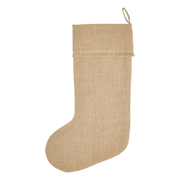 Greetings Jute Burlap Tan Stocking 12x20