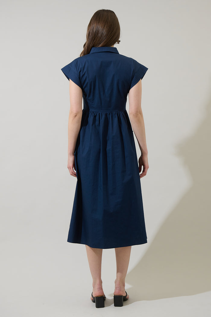 Grenola Button Up Collared Midi Dress