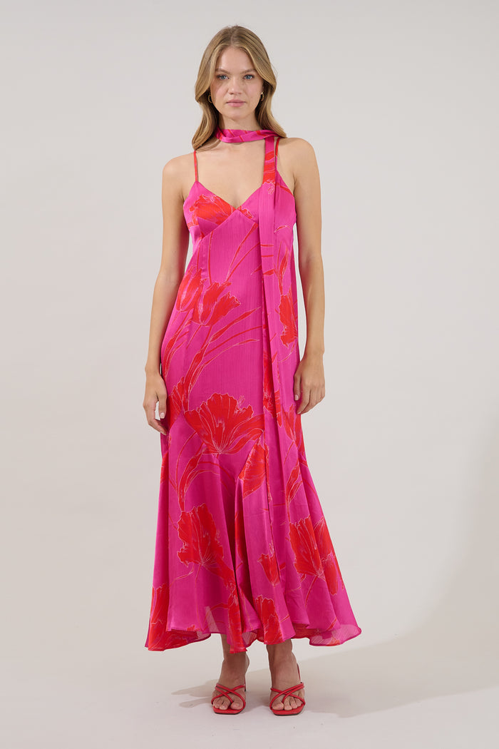 Hagny Pleated Midi Dress Gleny Floral