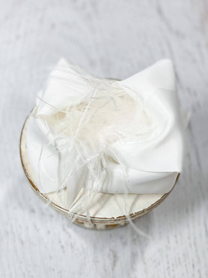 Hair Bow Clip 5.5" Solid Feather Puff Looped Knot