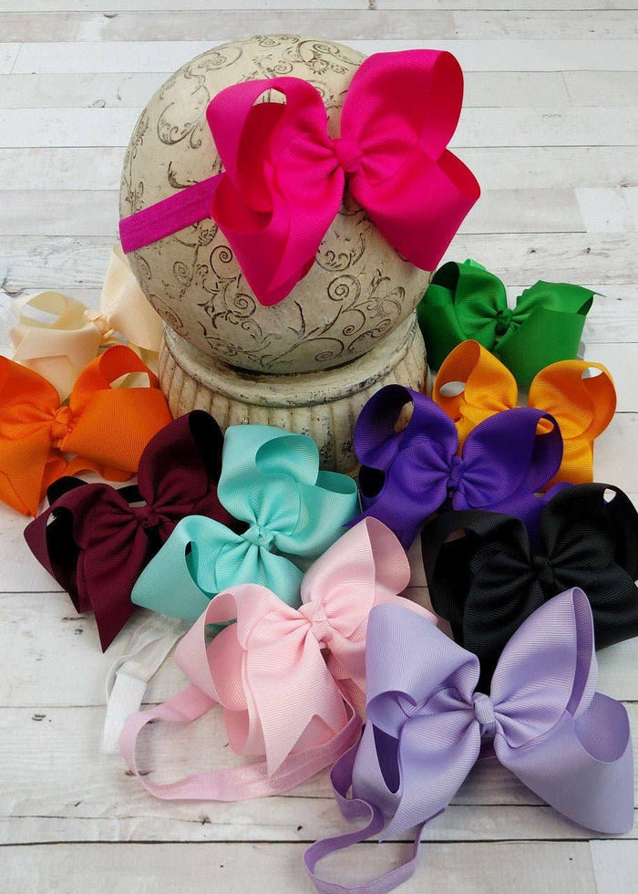 Hair Bow Headband 4.5"Satin Classic Grosgrain