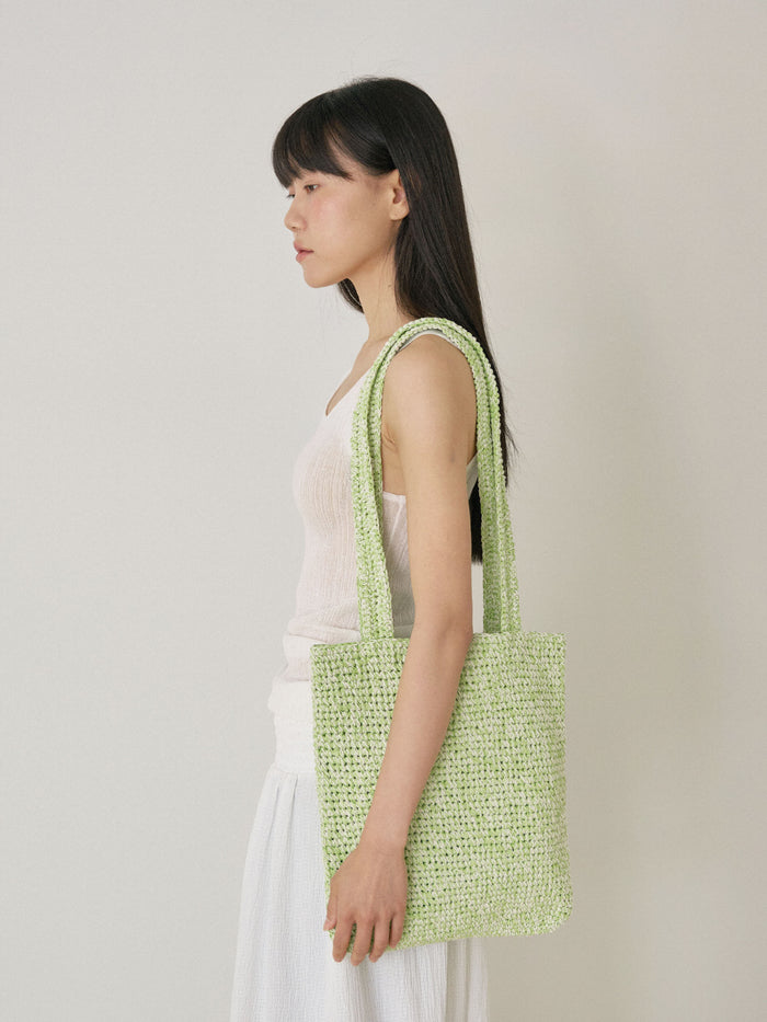 Handmade Paper Knit Bag - Green