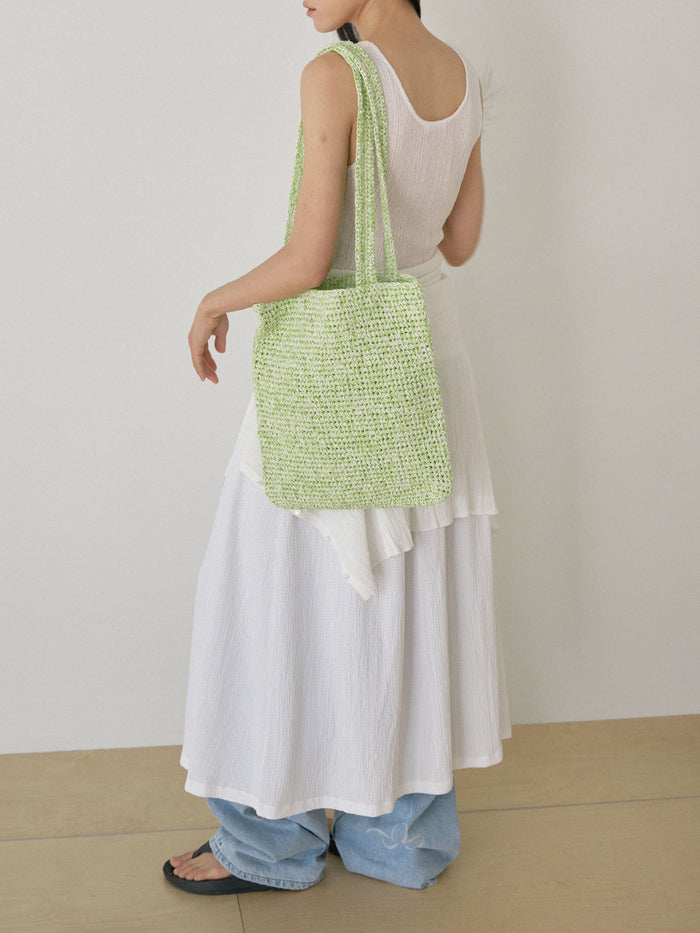 Handmade Paper Knit Bag - Green