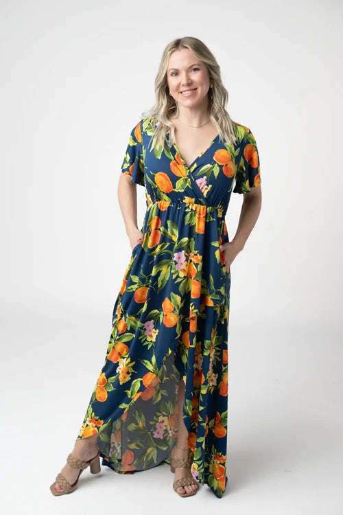 Harley High-Low Dress - Navy Citrus by Michelle Mae