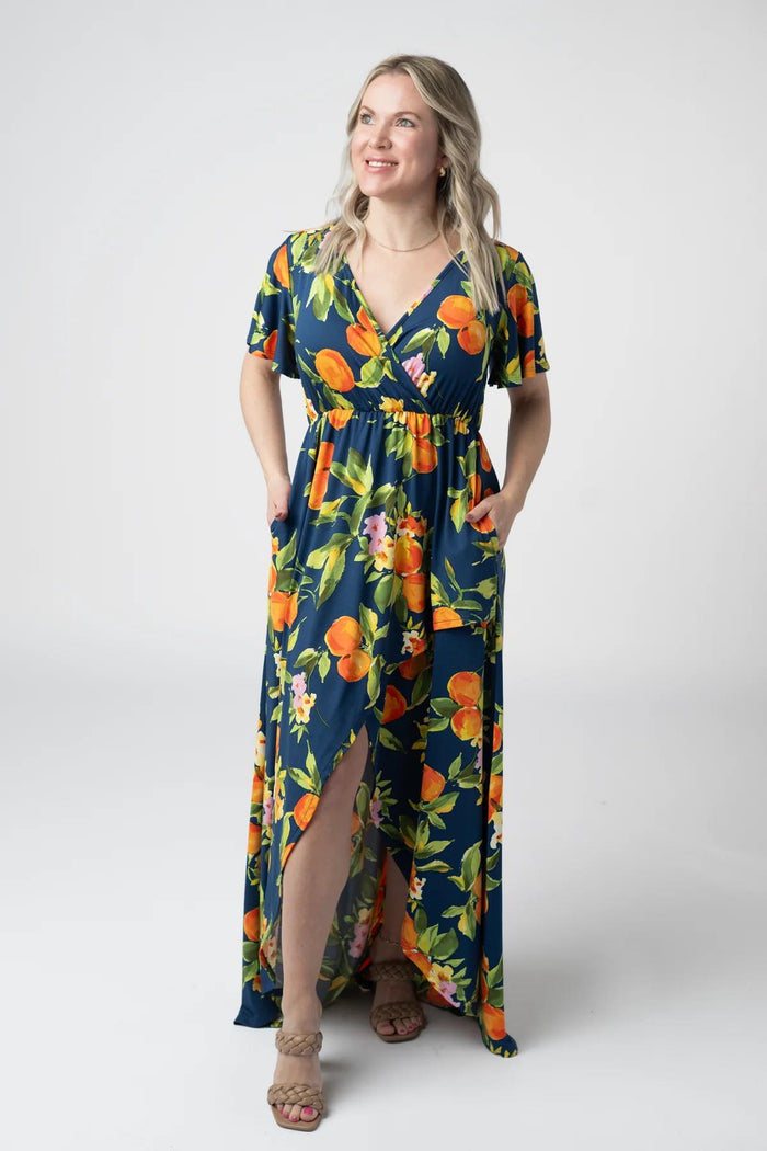 Harley High-Low Dress - Navy Citrus by Michelle Mae