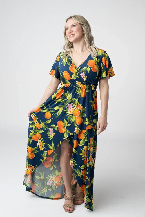 Harley High-Low Dress - Navy Citrus by Michelle Mae