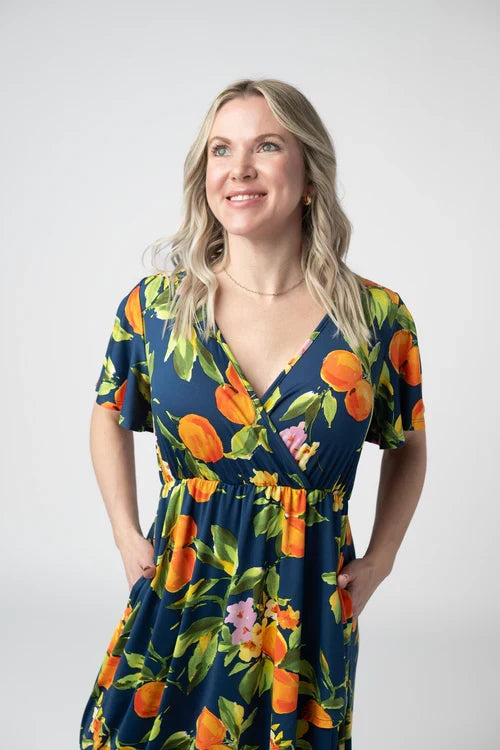 Harley High-Low Dress - Navy Citrus by Michelle Mae