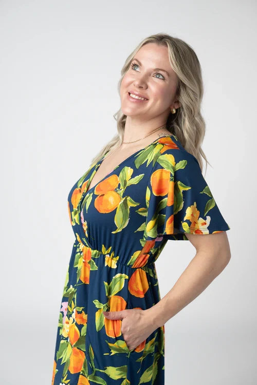 Harley High-Low Dress - Navy Citrus by Michelle Mae