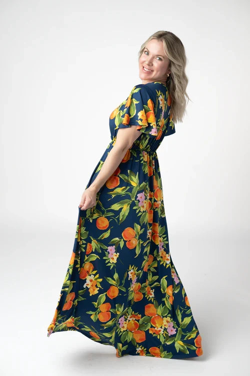 Harley High-Low Dress - Navy Citrus by Michelle Mae
