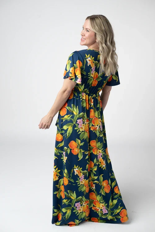 Harley High-Low Dress - Navy Citrus by Michelle Mae