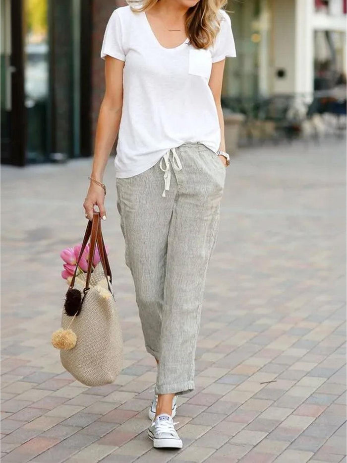 Harper | Women's Casual Drawstring Straight-Leg Casual Pants