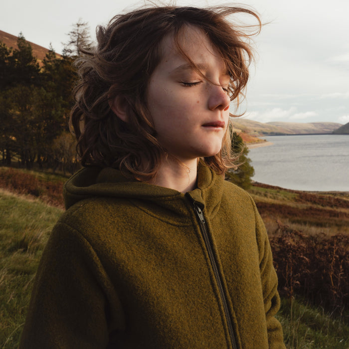 Hawk Kids Jacket - Merino Wool Fleece - Seaweed