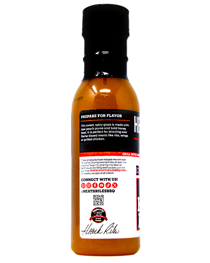 Heath Riles Hot Honey Peach BBQ Glaze