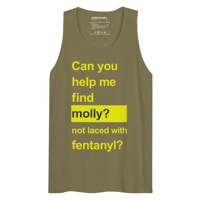 Help Me Find Molly Men's Tank in Voltage Navy Noir. WRAP Certified, Eco-Certified Inks, Made-to-Order (Zero Overproduction).