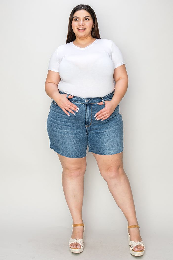 HI Curvy  Full Size Women  High Waist Slim Denim Shorts