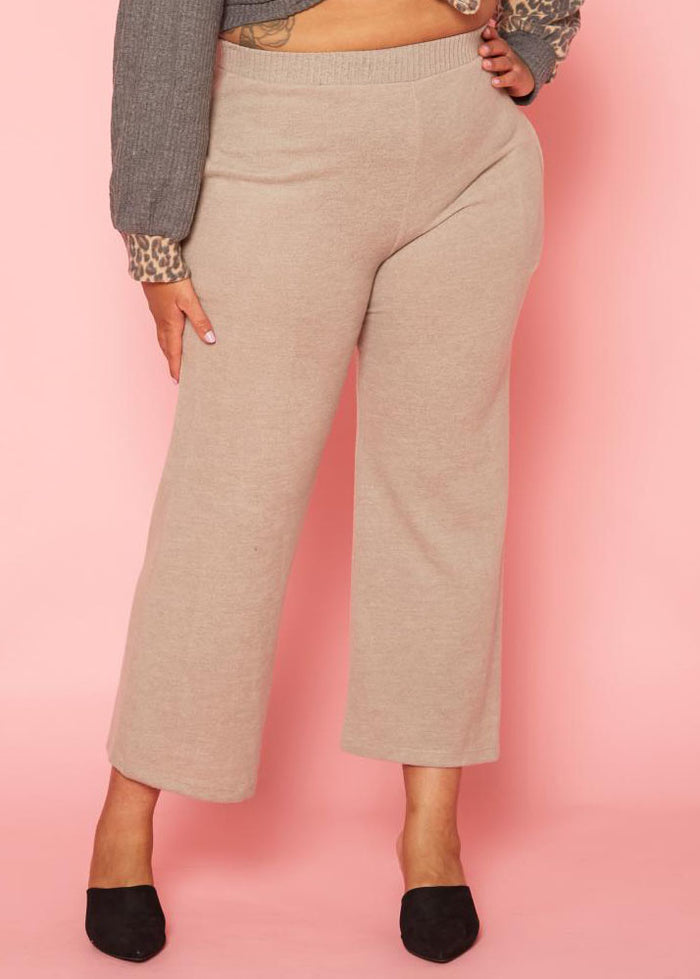 HI Curvy Plus Size High Waist Knit Lounge Pants With Pockets