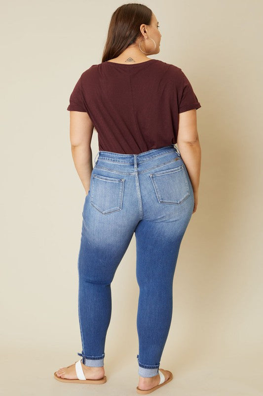 HI Curvy Plus High Rise Button Fly Ankle Skinny