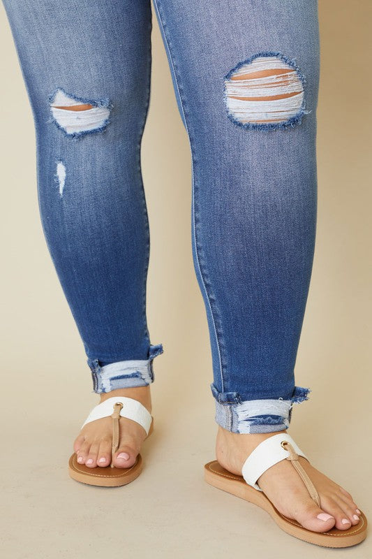 HI Curvy Plus High Rise Button Fly Ankle Skinny