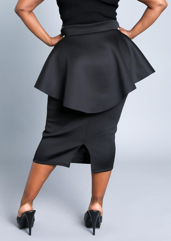 HI Curvy Plus Size Women Peplum Midi Pencil Skirt Made In USA