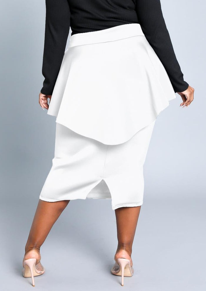 HI Curvy Plus Size Women Peplum Midi Pencil Skirt Made In USA
