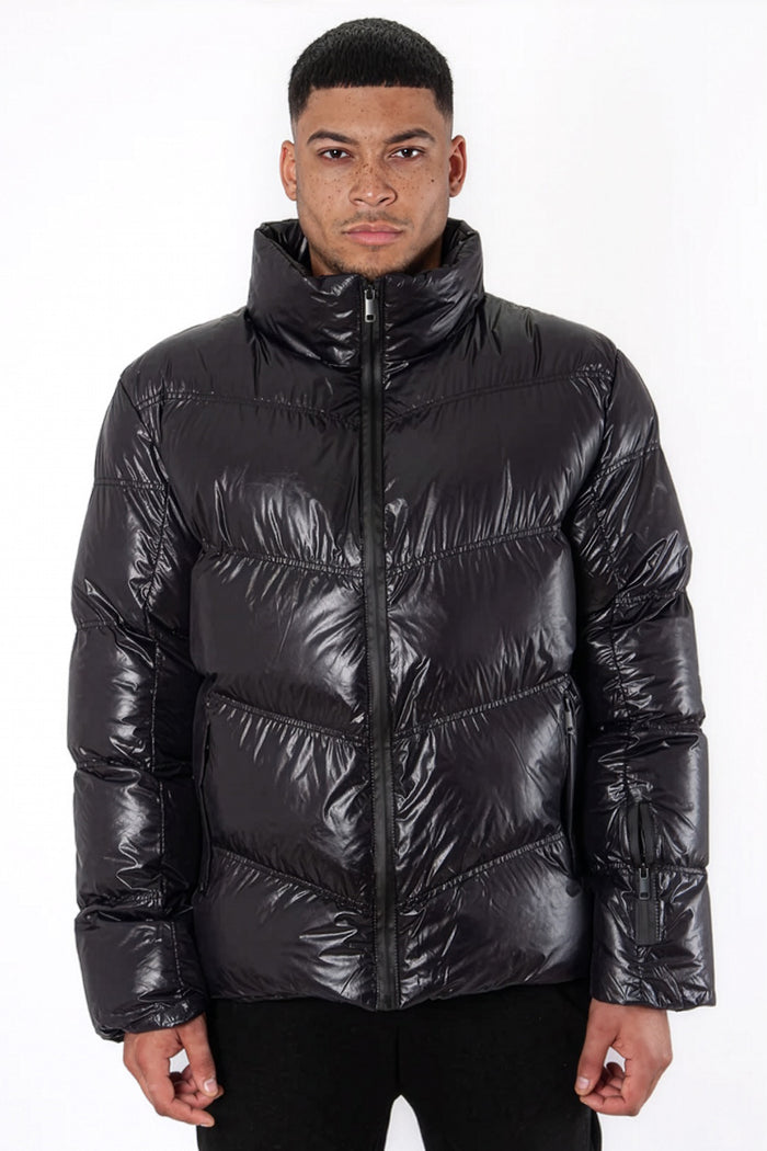 High Neck Shiny Puffer Jacket