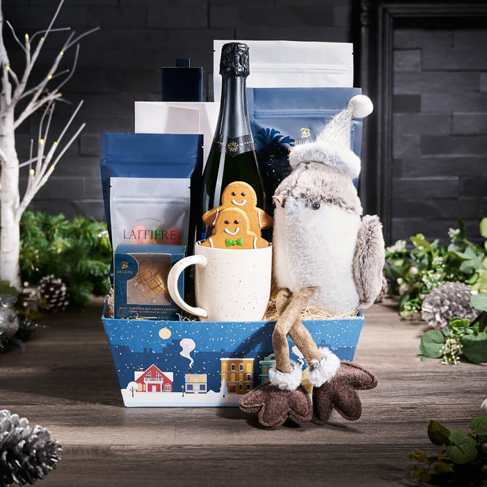 Holiday Bird Champagne Gift, christmas gift, christmas, holiday gift, holiday, gourmet gift, gourmet, chocolate gift, chocolate