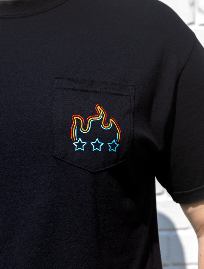 HowToBBQRight Neon Sign Pocket T-Shirt