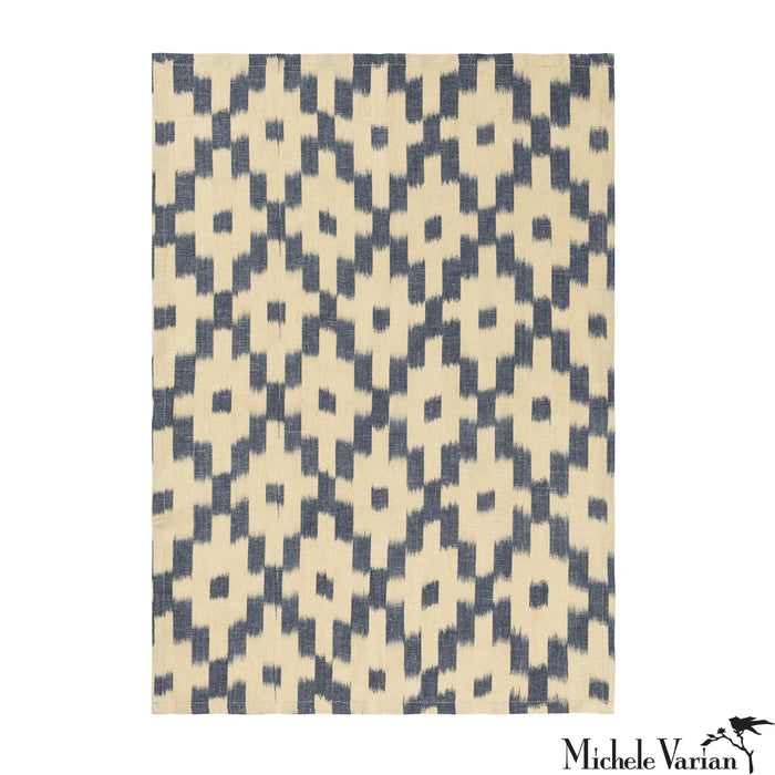 Ikat Tea Towel Ink Blue Off White