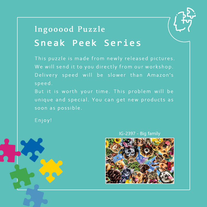 Ingooood Wooden Jigsaw Puzzle 1000 Piece - Big family - Ingooood jigsaw puzzle 1000 piece
