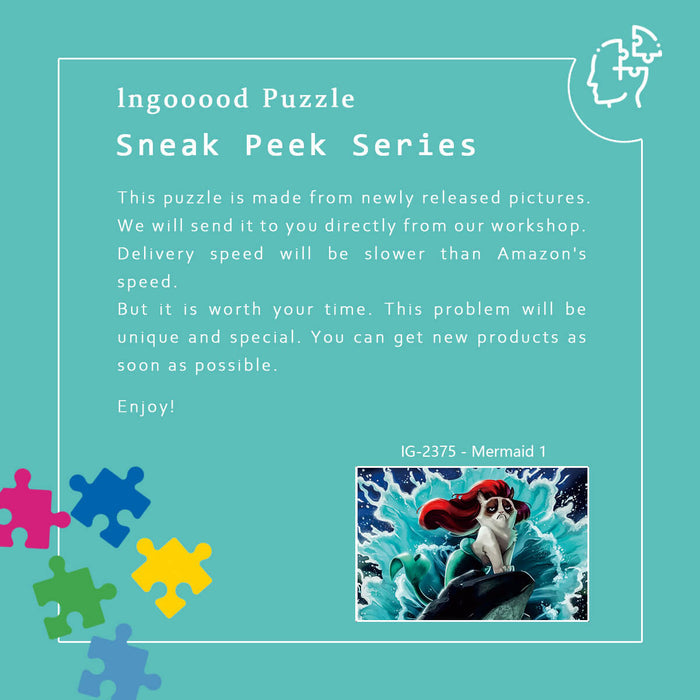 Ingooood Wooden Jigsaw Puzzle 1000 Piece - mermaid in animal kingdom - Ingooood jigsaw puzzle 1000 piece
