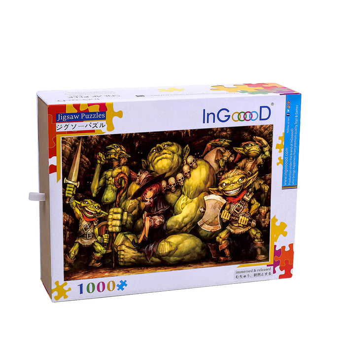 Ingooood Wooden Jigsaw Puzzle 1000 Piece - The Green Monster and the Sorcerer - Ingooood jigsaw puzzle 1000 piece