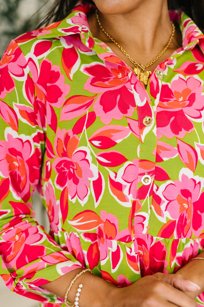 Inspire Collared Dress in Pink Blossom by Dear Scarlett
