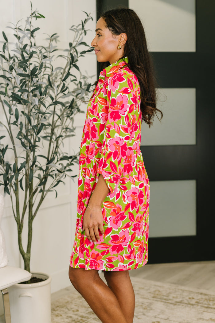 Inspire Collared Dress in Pink Blossom by Dear Scarlett
