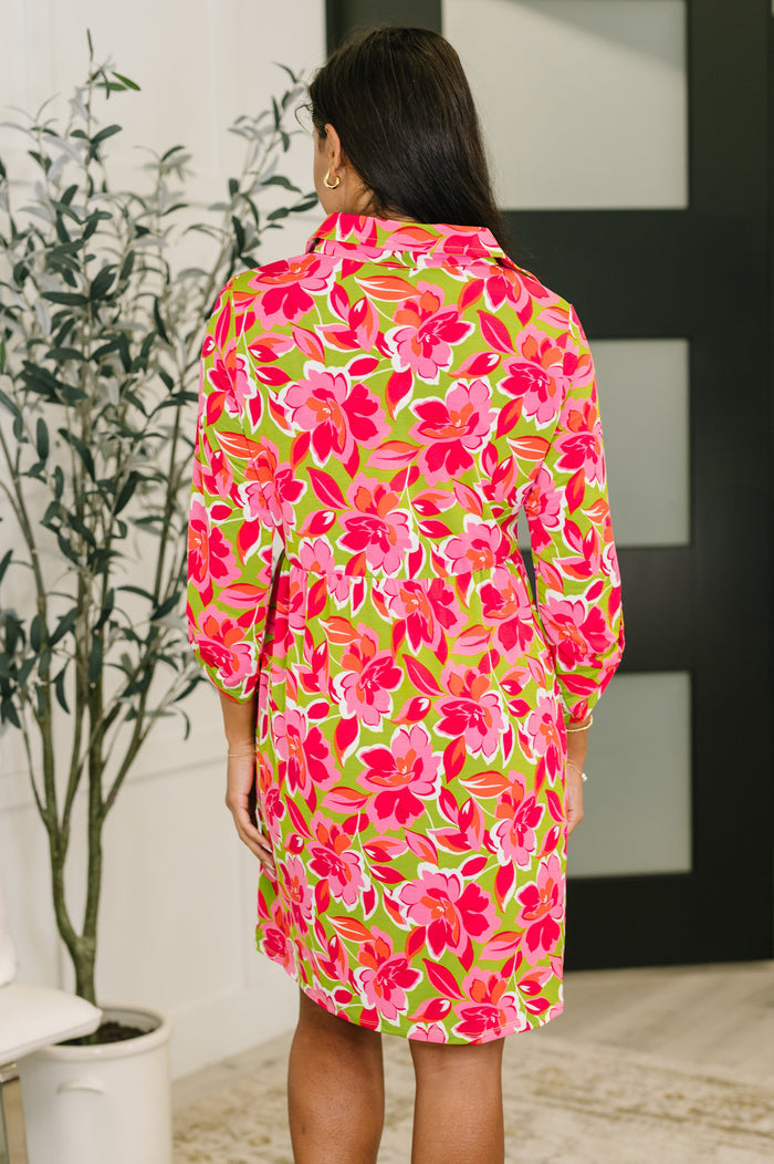 Inspire Collared Dress in Pink Blossom by Dear Scarlett