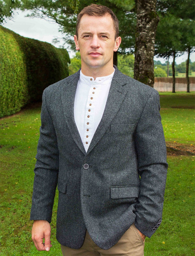 Irish Wool Tweed Classic Fit Jacket - Grey #color_grey