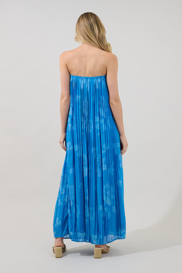 Isabela Pleated Maxi Dress Surf Blossom