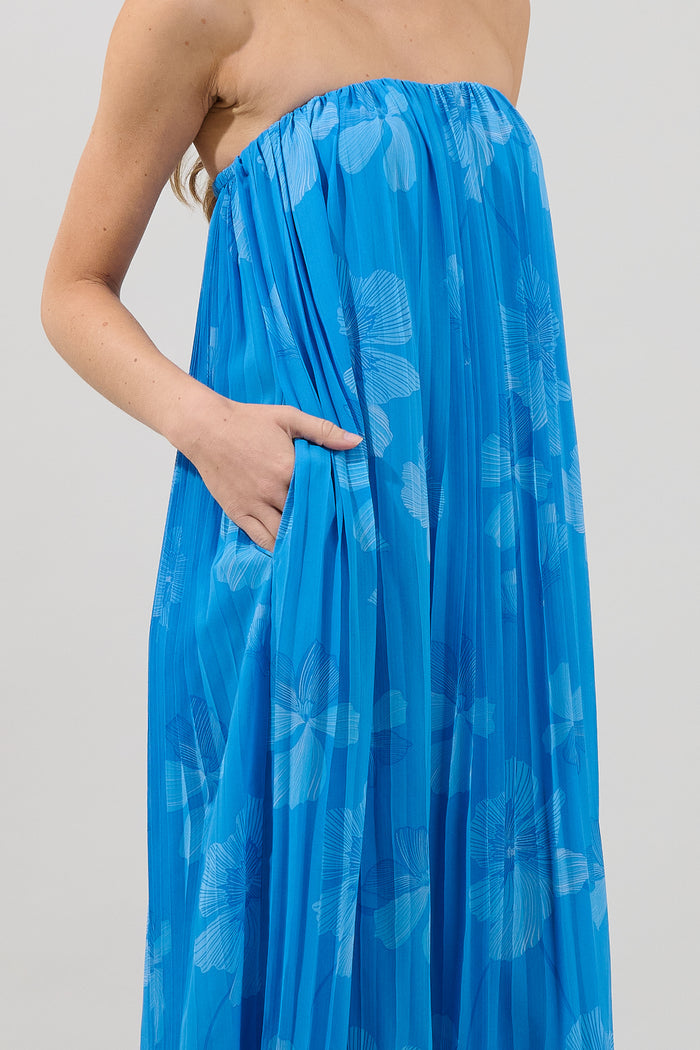 Isabela Pleated Maxi Dress Surf Blossom