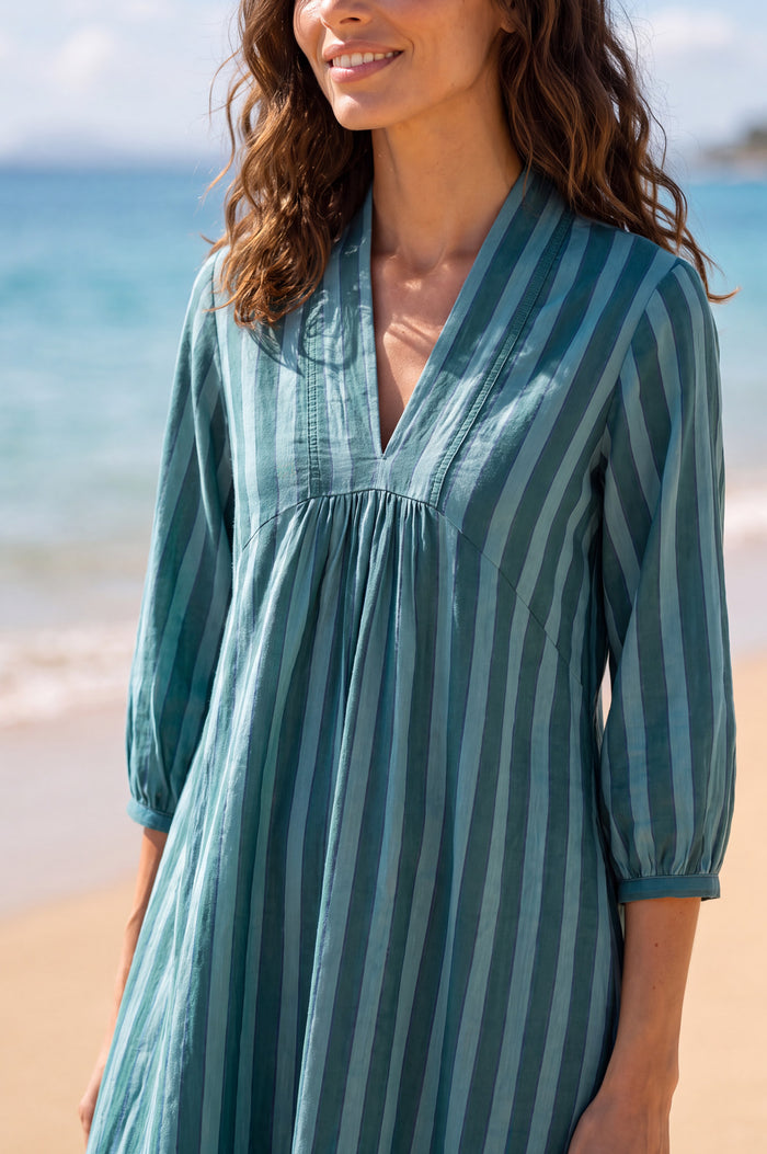 Itisha Striped Dress | Teal/ Blue