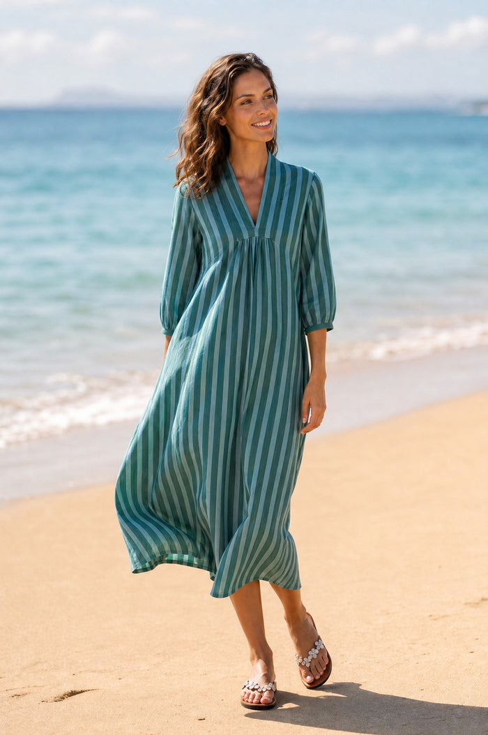 Itisha Striped Dress | Teal/ Blue