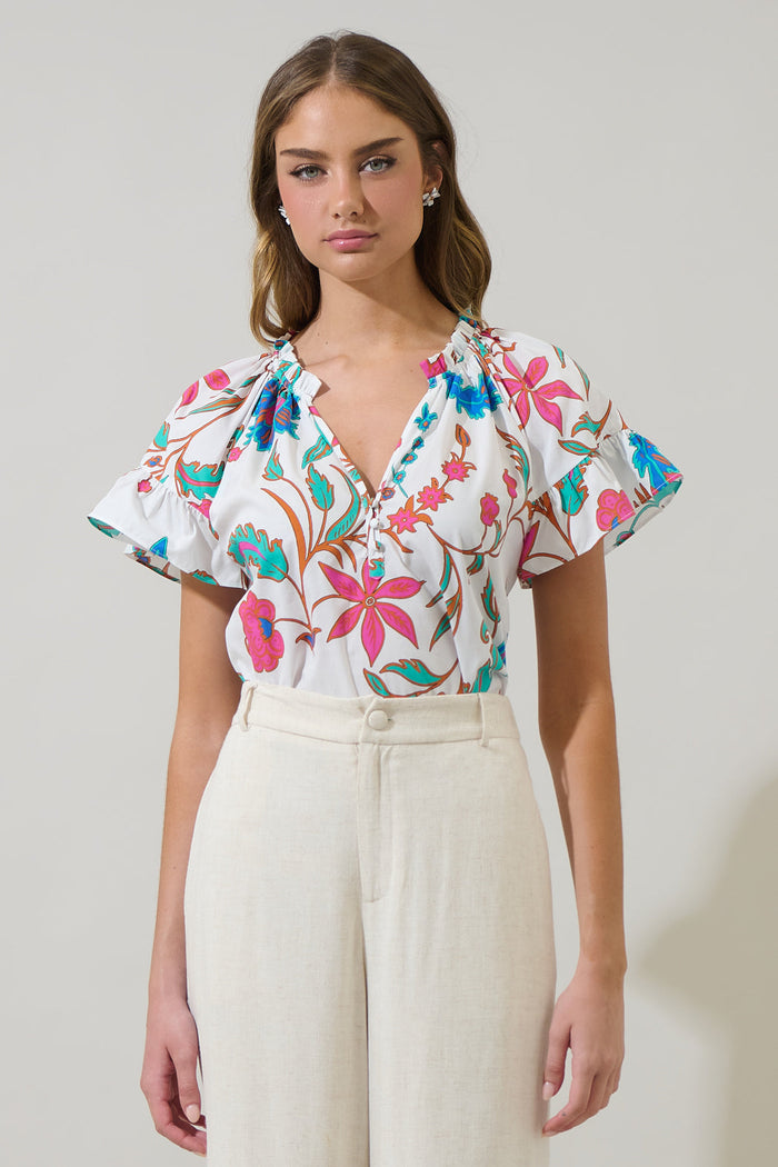 Izzie Floral Macy Ruffle Top
