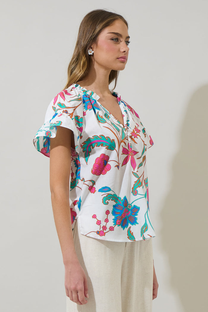 Izzie Floral Macy Ruffle Top