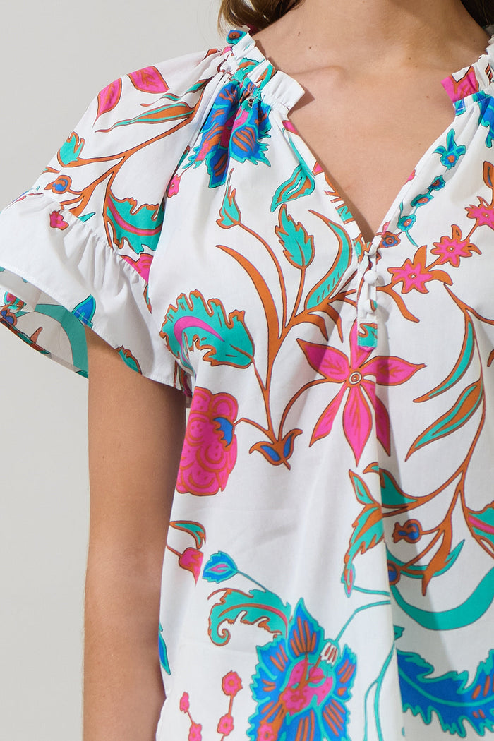 Izzie Floral Macy Ruffle Top