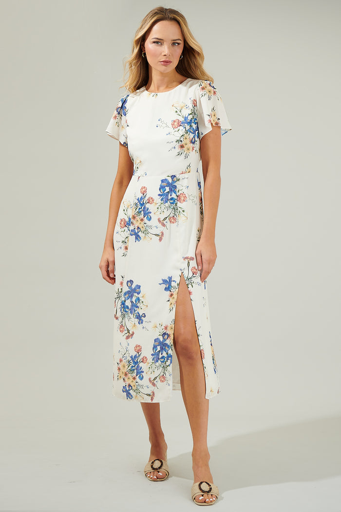 Jacinta Floral Slit Midi Dress