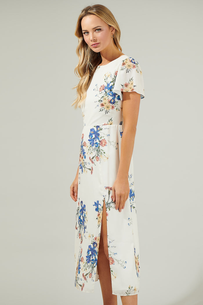 Jacinta Floral Slit Midi Dress