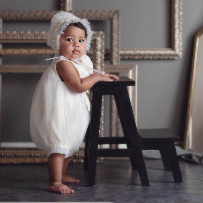 Jackie White Tulle Bonnet - Petite Maison Kids