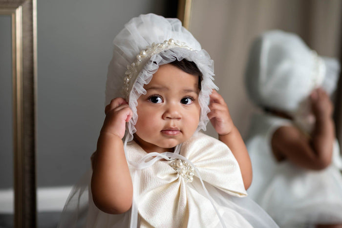 Jackie White Tulle Bonnet - Petite Maison Kids