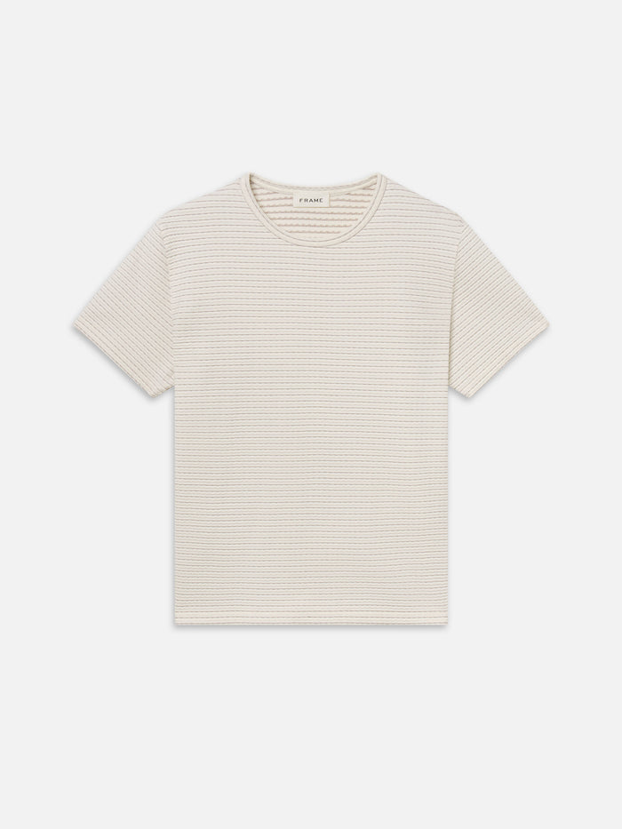 Jacquard Stripe Tee -- Cream/ Mauve Stripe