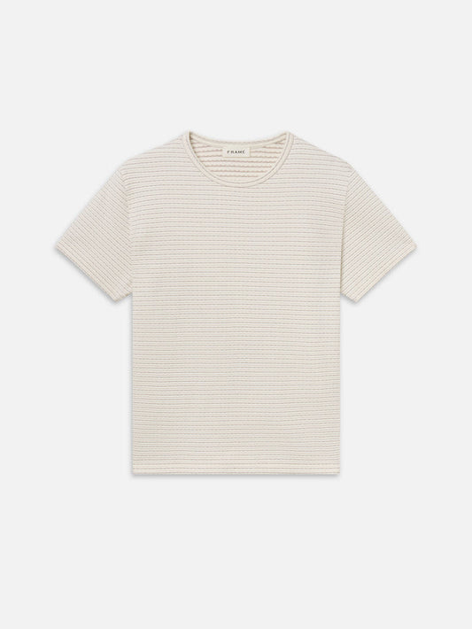 Jacquard Stripe Tee -- Cream/ Mauve Stripe
