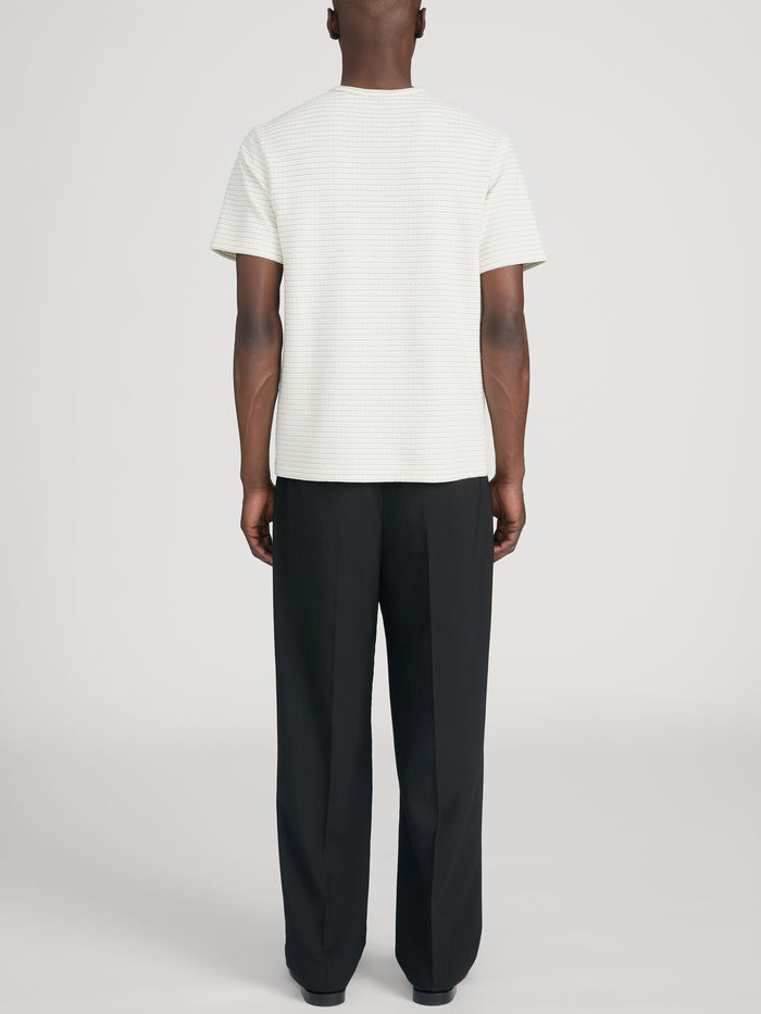 Jacquard Stripe Tee -- Cream/ Mauve Stripe
